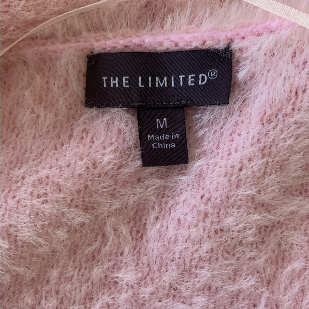 The Limited Powder Pink Fuzzy Sweater Coat Cardigan Duster Pockets Sz M - Picture 3 of 11